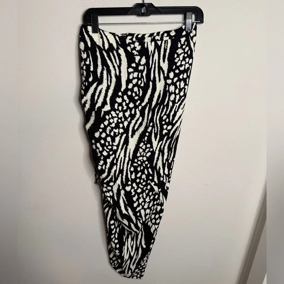 Veronica beard size ‎ 4 maxi skirt black white asymmetrical